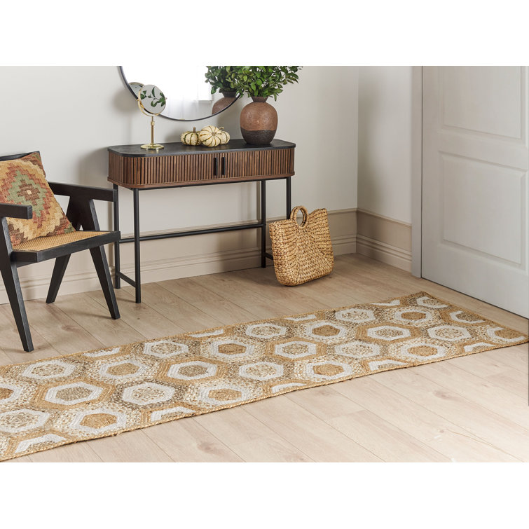 Corrigan Studio Loughlam Geometric Hand Woven Flatweave Beige Area Rug